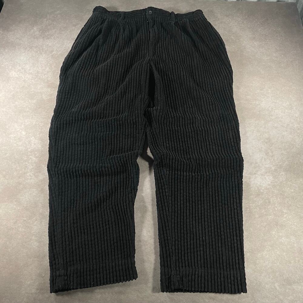 Vintage Vibes Y2K Black Wide Leg Corduroy Pants Skater Grunge Mens Size 35x29.5